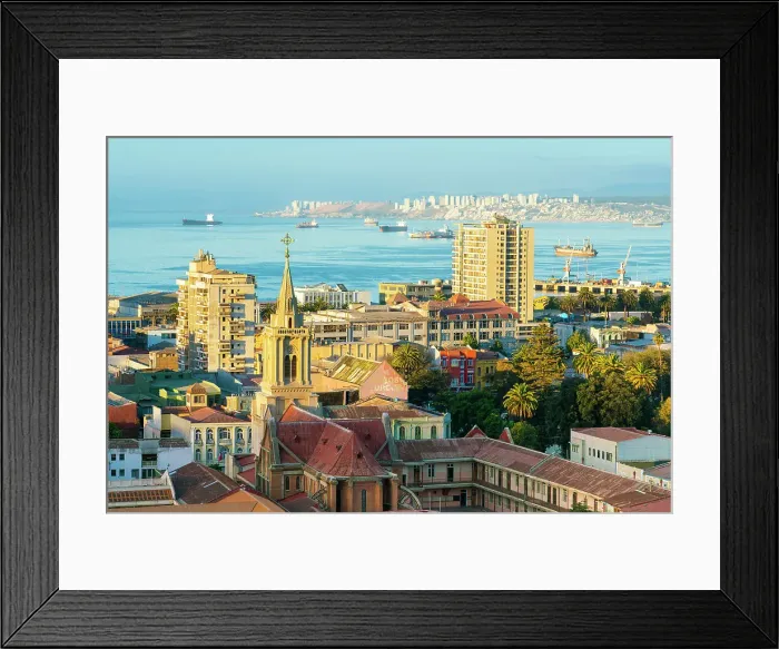 Framed Print : Church De Los Sagrados Corazones at sunset, Valparaiso, Valparaiso Province, Valparaiso Region, Chile