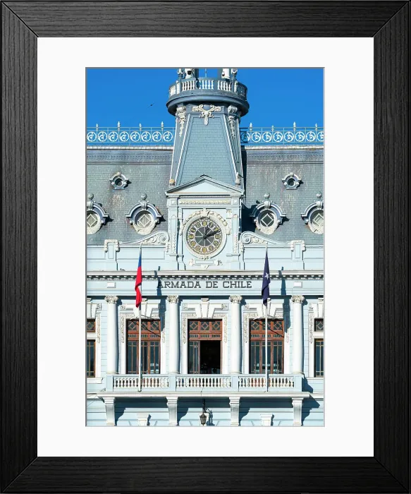 Framed Print : Detail of facade of Edificio Armada de Chile at Plaza Sotomayor, UNESCO, Valparaiso, Valparaiso Province, Valparaiso Region, Chile Framed Print : Detail of facade of Edificio Armada de Chile at Plaza Sotomayor, UNESCO, Valparaiso, Valparaiso Province, Valparaiso Region, Chile