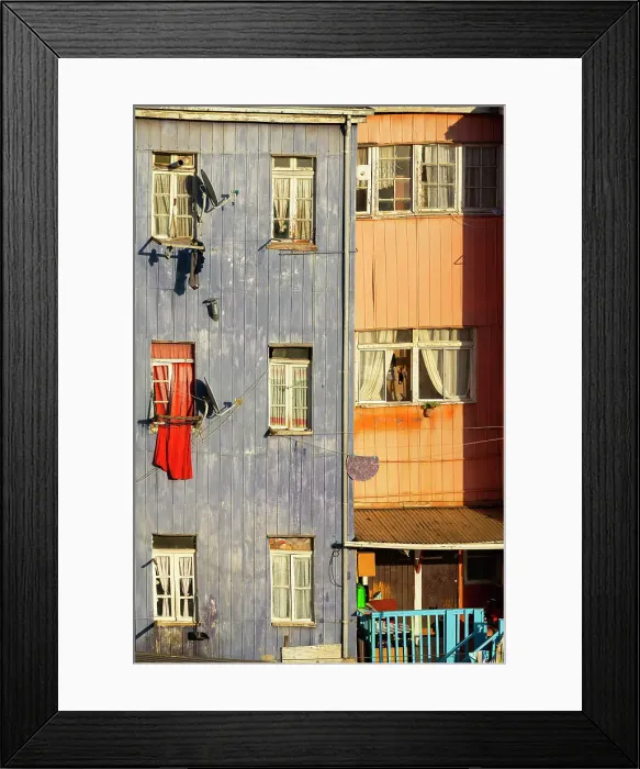 Framed Print : Detail of colorful houses, Cerro Bellavista, Valparaiso, Valparaiso Province, Valparaiso Region, Chile Framed Print : Detail of colorful houses, Cerro Bellavista, Valparaiso, Valparaiso Province, Valparaiso Region, Chile