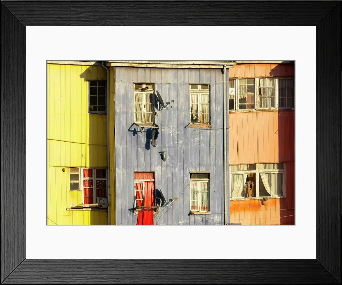 Framed Print : Detail of colorful houses, Cerro Bellavista, Valparaiso, Valparaiso Province, Valparaiso Region, Chile Framed Print : Detail of colorful houses, Cerro Bellavista, Valparaiso, Valparaiso Province, Valparaiso Region, Chile