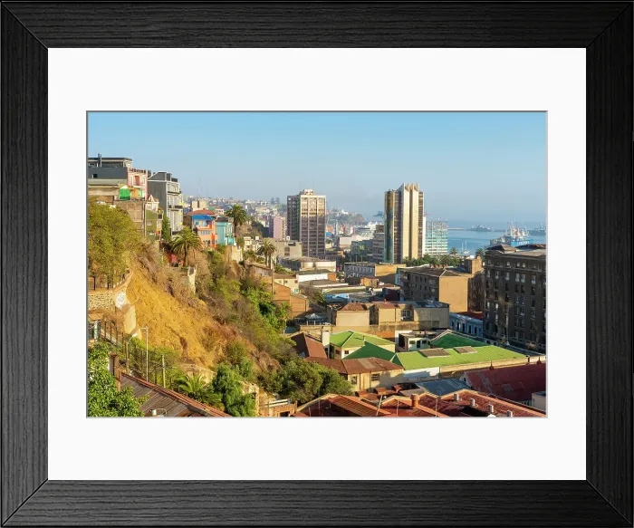 Framed Print : View of Valparaiso city seen from Cerro Bellavista, Valparaiso, Valparaiso Province, Valparaiso Region, Chile Framed Print : View of Valparaiso city seen from Cerro Bellavista, Valparaiso, Valparaiso Province, Valparaiso Region, Chile