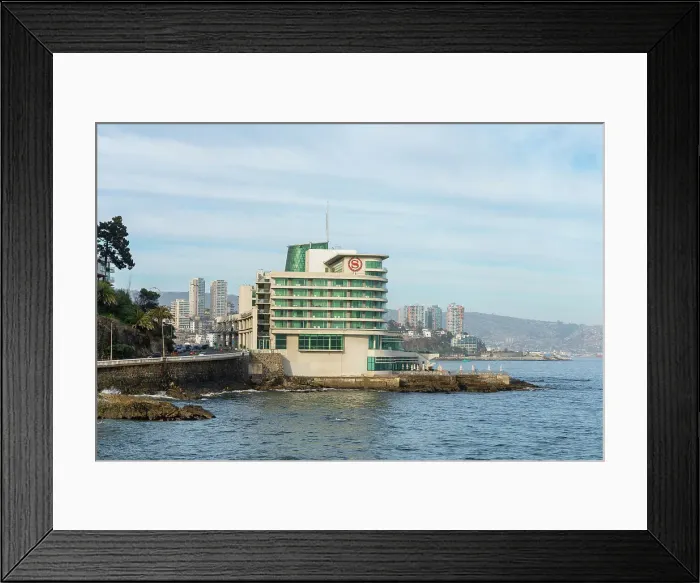 Framed Print : Sheraton Miramar hotel by sea against sky, Vina del Mar, Valparaiso Province, Valparaiso Region, Chile