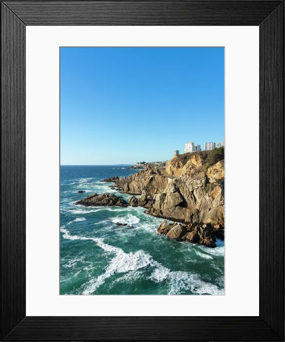 Framed Print : Seascape of rock formations by Roca Oceanica, Concon, Valparaiso Province, Valparaiso Region, Chile Framed Print : Seascape of rock formations by Roca Oceanica, Concon, Valparaiso Province, Valparaiso Region, Chile