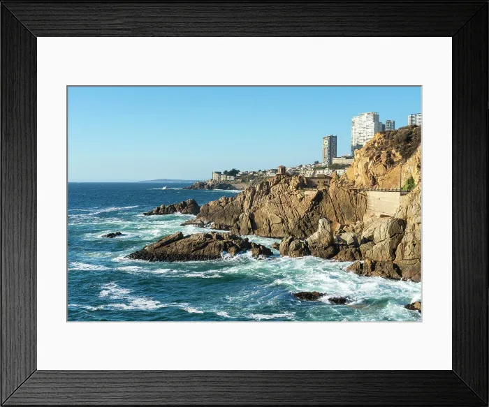 Framed Print : Seascape of rock formations by Roca Oceanica, Concon, Valparaiso Province, Valparaiso Region, Chile Framed Print : Seascape of rock formations by Roca Oceanica, Concon, Valparaiso Province, Valparaiso Region, Chile