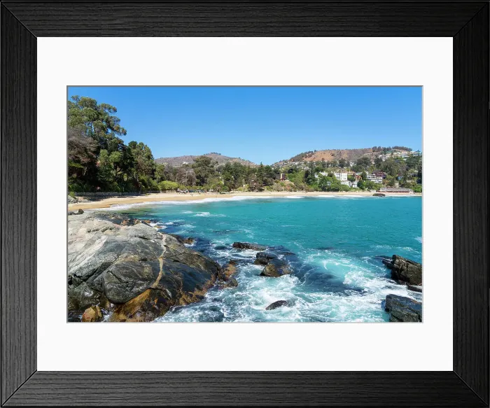 Framed Print : Zapallar beach on sunny day, Zapallar, Petorca Province, Valparaiso Region, Chile Framed Print : Zapallar beach on sunny day, Zapallar, Petorca Province, Valparaiso Region, Chile