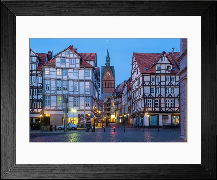 Framed Print : Kramer Strasse & Marktkirche Hannover, Hannover, Lower Saxony, Germany
