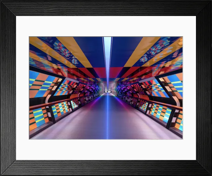 Framed Print : Adams Plaza Bridge (Camille Walala artist), Canary Wharf, London, England Framed Print : Adams Plaza Bridge (Camille Walala artist), Canary Wharf, London, England