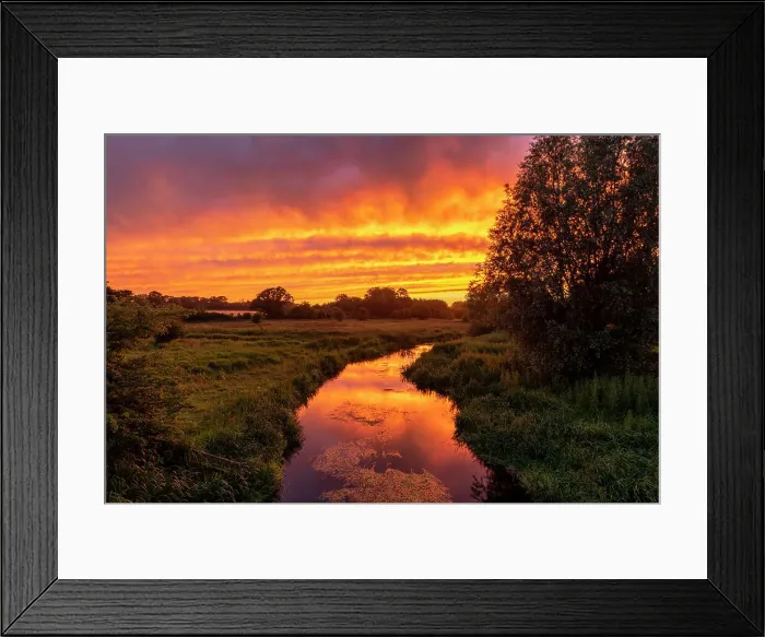 Framed Print : Sunset Reflecting in River Yare, Marston Marsh, Norwich, England Framed Print : Sunset Reflecting in River Yare, Marston Marsh, Norwich, England