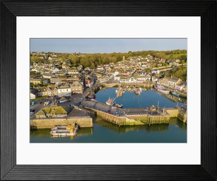 Framed Print : Aerial view of Padstow Harbour and town at dawn, Cornwall, England. Spring (April) 2022 Framed Print : Aerial view of Padstow Harbour and town at dawn, Cornwall, England. Spring (April) 2022