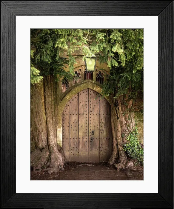 Framed Print : Yew trees surrounding the church door at St Edwards Church, Stow on the Wold in the Cotswolds, Gloucestershire, England. Spring (May) 2021 Framed Print : Yew trees surrounding the church door at St Edwards Church, Stow on the Wold in the Cotswolds, Gloucestershire, England. Spring (May) 2021