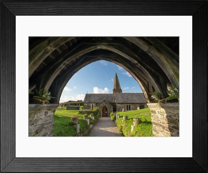 Framed Print : St Enodoc Church through the Lychgate, Trebetherick, Cornwall, England. Spring (April) 2022 Framed Print : St Enodoc Church through the Lychgate, Trebetherick, Cornwall, England. Spring (April) 2022