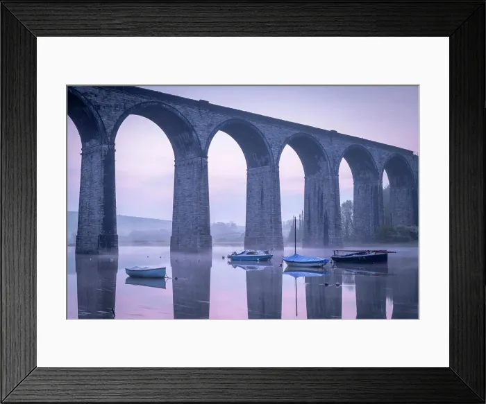 Framed Print : Boats beneath St Germans Victorian viaduct at dawn, St Germans in Cornwall, England. Spring (April) 2022 Framed Print : Boats beneath St Germans Victorian viaduct at dawn, St Germans in Cornwall, England. Spring (April) 2022