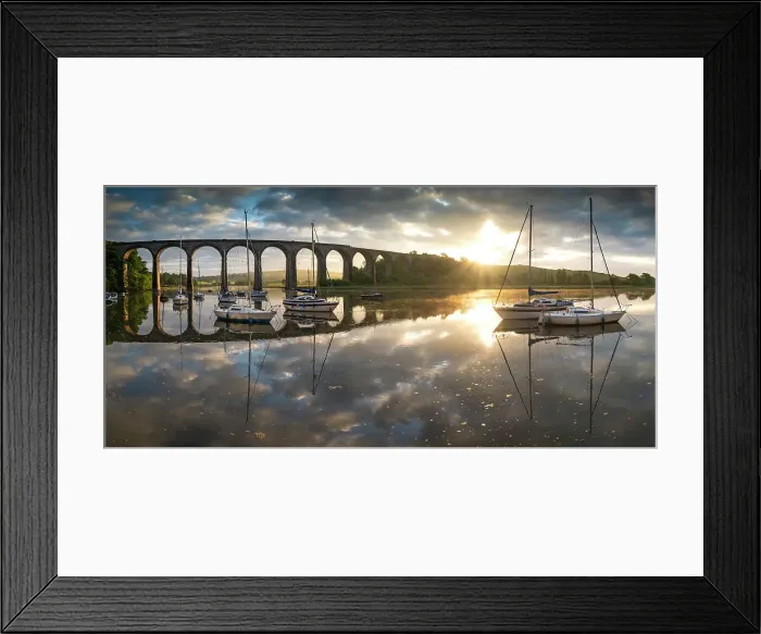 Framed Print : Boats moored on the River Tiddy at dawn below the Victorian viaduct at St Germans, Cornwall, England. Spring (May) 2022 Framed Print : Boats moored on the River Tiddy at dawn below the Victorian viaduct at St Germans, Cornwall, England. Spring (May) 2022