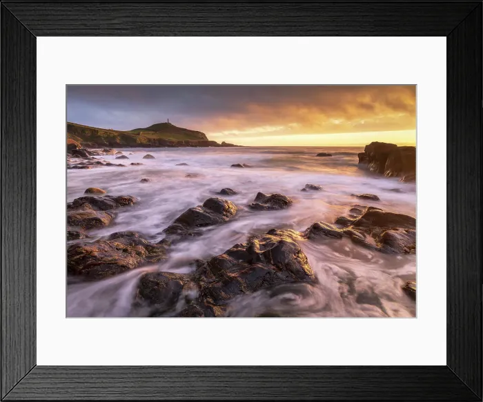 Framed Print : Sunset over Cape Cornwall from the rocky shores of Porth Ledden, Cornwall, England. Spring (May) 2022 Framed Print : Sunset over Cape Cornwall from the rocky shores of Porth Ledden, Cornwall, England. Spring (May) 2022