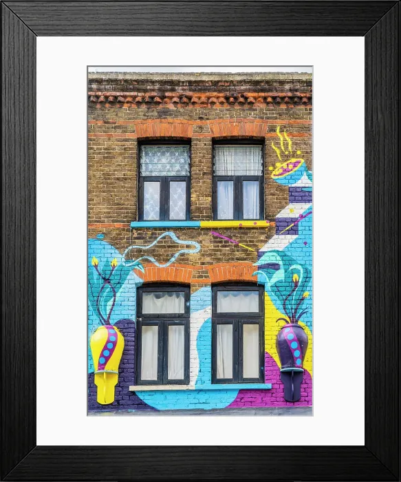 Framed Print : Murals on windows, Lambeth, London, England, UK Framed Print : Murals on windows, Lambeth, London, England, UK