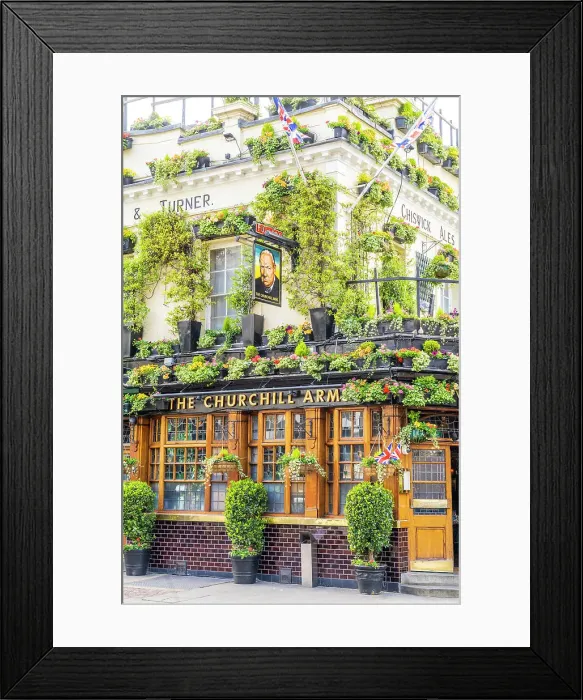 Framed Print : The Churchill Arms pub, Kensington, London, England, UK Framed Print : The Churchill Arms pub, Kensington, London, England, UK
