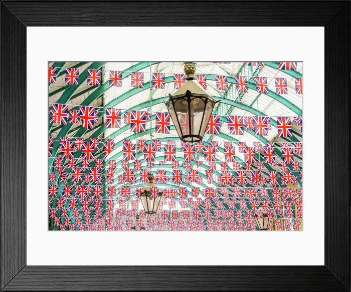 Framed Print : Union flags at the Apple Market in Covent Garden, London, England, UK Framed Print : Union flags at the Apple Market in Covent Garden, London, England, UK