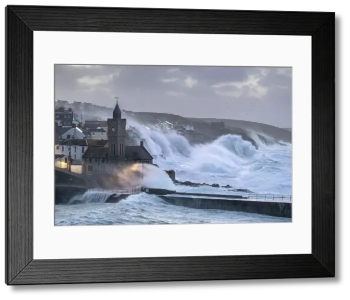 Framed Print : Porthleven during Storm Eunice on 18th February 2022, Cornwall, England, UK Framed Print : Porthleven during Storm Eunice on 18th February 2022, Cornwall, England, UK