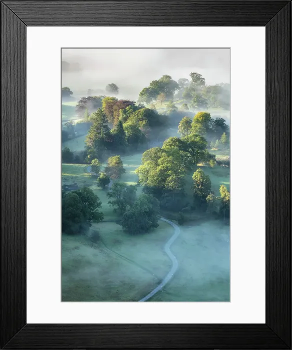 Framed Print : Misty dawn from Loughrigg Fell, Lake District National Park, Cumbria, England, UK Framed Print : Misty dawn from Loughrigg Fell, Lake District National Park, Cumbria, England, UK