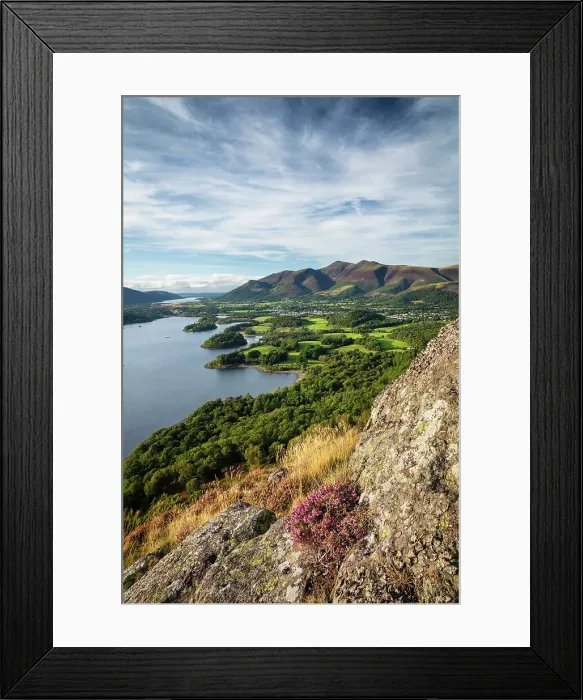 Framed Print : Skiddaw and Derwent Water from Falcon Crag, Lake District National Park, Cumbria, England, UK Framed Print : Skiddaw and Derwent Water from Falcon Crag, Lake District National Park, Cumbria, England, UK