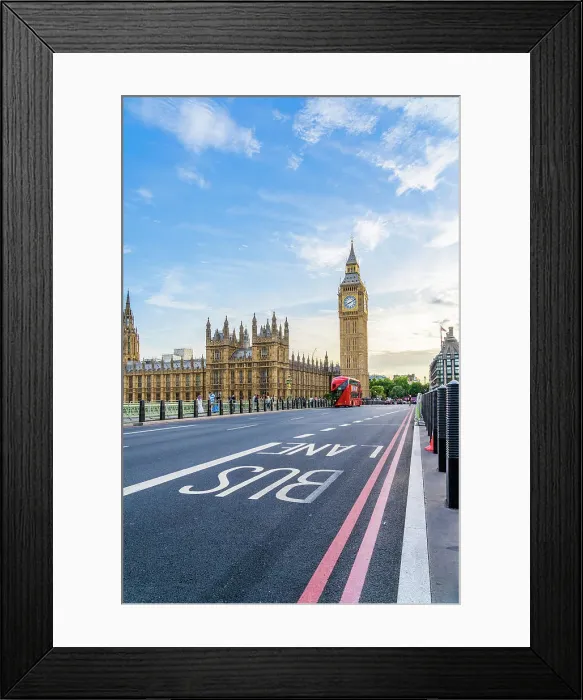 Framed Print : A red London bus on Westminster Bridge, by Big Ben and the Houses of Parliament (UNESCO World Heritage Site), London, England, Uk Framed Print : A red London bus on Westminster Bridge, by Big Ben and the Houses of Parliament (UNESCO World Heritage Site), London, England, Uk