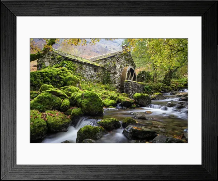 Framed Print : United Kingdom, England, Cumbria, Lake District, Borrowdale. A disused Water Mill close to the village of Seatoller