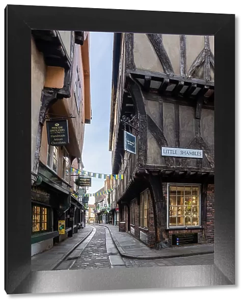 United Kingdom, England, North Yorkshire, York. Formerly consisting solely of Butchers shops the Shambles is over 1, 000 years old and is Yorks most famous street
