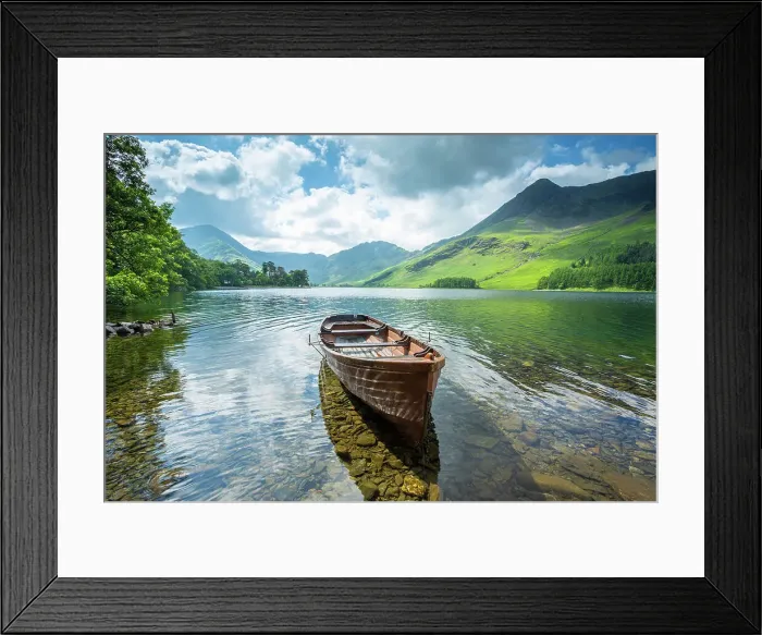 Framed Print : Boat on Buttermere Lake, Lake District, UK Framed Print : Boat on Buttermere Lake, Lake District, UK