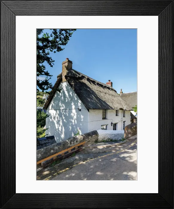 Framed Print : Thatched roof cottage, Cadgewith, Cornwall, England, UK Framed Print : Thatched roof cottage, Cadgewith, Cornwall, England, UK