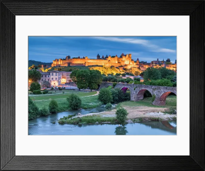 Framed Print : Medieval walled city of Carcassonne & River Aude, UNESCO World Heritage site, Aude, Occitanie, France Framed Print : Medieval walled city of Carcassonne & River Aude, UNESCO World Heritage site, Aude, Occitanie, France