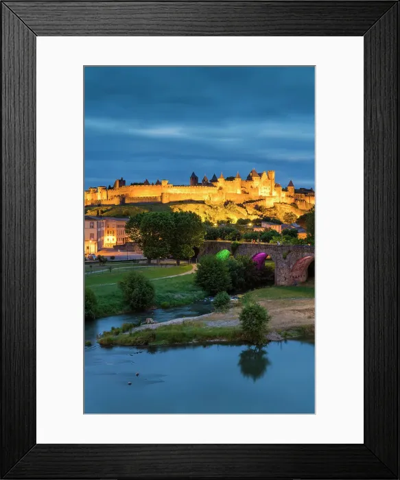 Framed Print : Medieval walled city of Carcassonne & River Aude, UNESCO World Heritage site, Aude, Occitanie, France Framed Print : Medieval walled city of Carcassonne & River Aude, UNESCO World Heritage site, Aude, Occitanie, France