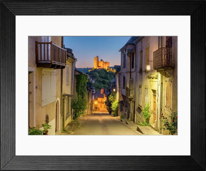 Framed Print : Chateau de Najac & Village at Night, Aveyron, Occitanie, France Framed Print : Chateau de Najac & Village at Night, Aveyron, Occitanie, France