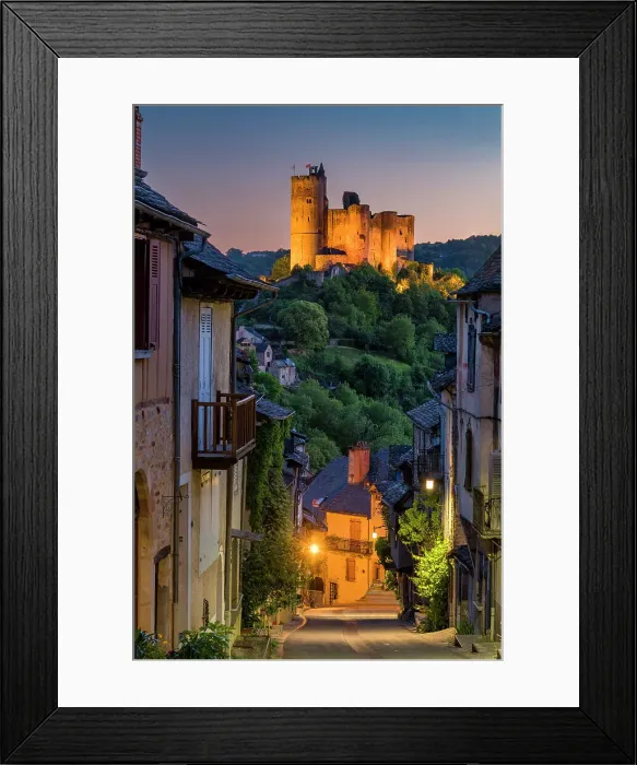 Framed Print : Chateau de Najac at Night, Aveyron, Occitanie, France Najac