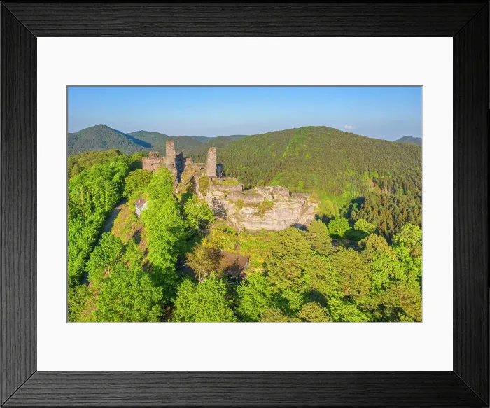 Framed Print : Aerail view at the Alt-Dahn castle near Dahn, Palatinate forest, Rhineland-Palatinate, Germany Framed Print : Aerail view at the Alt-Dahn castle near Dahn, Palatinate forest, Rhineland-Palatinate, Germany