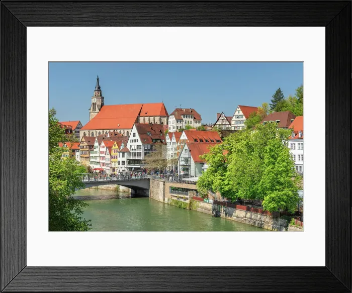 Framed Print : Historic centre with collegiate church on Neckar River, Tubingen, Baden Wurttemberg, Germany Framed Print : Historic centre with collegiate church on Neckar River, Tubingen, Baden Wurttemberg, Germany