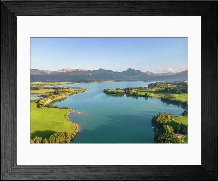 Framed Print : Aerail view at the Forggensee in the evening light, Allgau, Bavaria, Germany Framed Print : Aerail view at the Forggensee in the evening light, Allgau, Bavaria, Germany