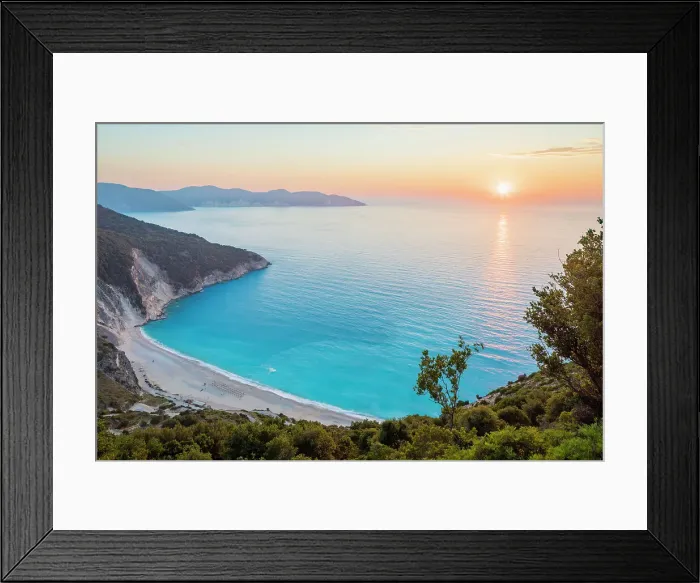 Framed Print : Sunest at Myrtos Beach, Kefalonia, Ionian Islands, Greece Framed Print : Sunest at Myrtos Beach, Kefalonia, Ionian Islands, Greece