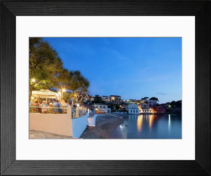 Framed Print : A busy taverna in Assos, Kefalonia, Ionian Islands, Greece