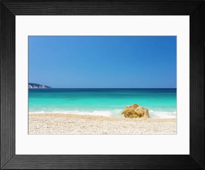 Framed Print : Greece, Iionian Islands, Kefalonia. Aspros Gialos beach on the west coast of Kefalonia is one of many spectacular beaches only accessible by boat Framed Print : Greece, Iionian Islands, Kefalonia. Aspros Gialos beach on the west coast of Kefalonia is one of many spectacular beaches only accessible by boat