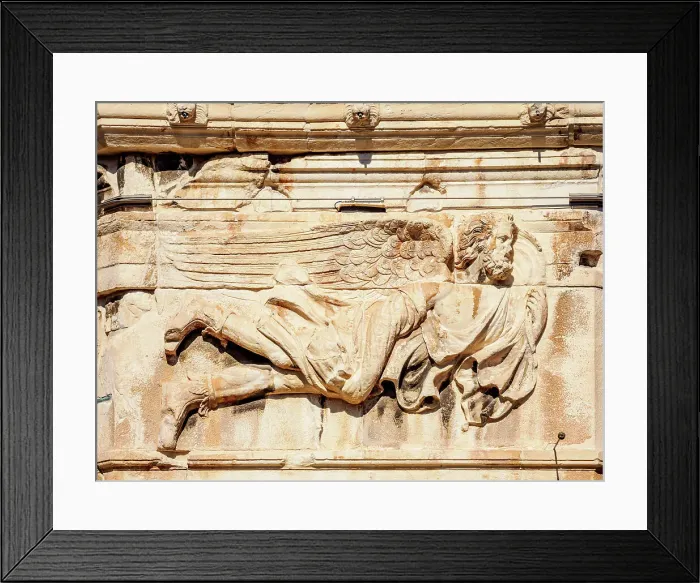 Framed Print : Tower of the Winds or Horologion of Andronikos Kyrrhestes, detailed view, Roman Forum, Athens, Attica, Greece Framed Print : Tower of the Winds or Horologion of Andronikos Kyrrhestes, detailed view, Roman Forum, Athens, Attica, Greece