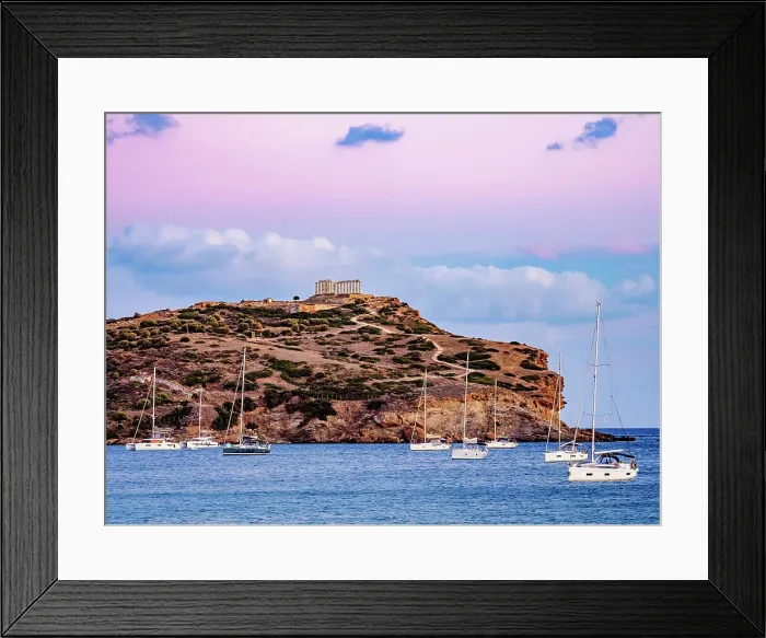 Framed Print : Temple of Poseidon at dusk, Cape Sounion, Attica, Greece Framed Print : Temple of Poseidon at dusk, Cape Sounion, Attica, Greece