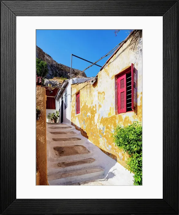 Framed Print : Anafiotika Neighborhood, Athens, Attica, Greece