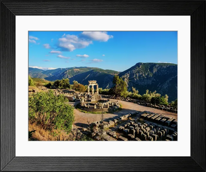 Framed Print : Tholos of Delphi, Temple of Athena Pronaia, sunset, Delphi, Phocis, Greece Framed Print : Tholos of Delphi, Temple of Athena Pronaia, sunset, Delphi, Phocis, Greece