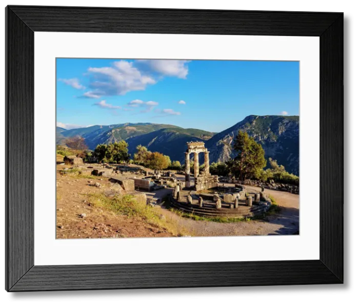 Framed Print : Tholos of Delphi, Temple of Athena Pronaia, sunset, Delphi, Phocis, Greece Framed Print : Tholos of Delphi, Temple of Athena Pronaia, sunset, Delphi, Phocis, Greece