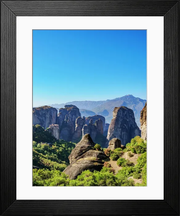 Framed Print : View towards the Monastery of Rousanou, Meteora, Thessaly, Greece Framed Print : View towards the Monastery of Rousanou, Meteora, Thessaly, Greece