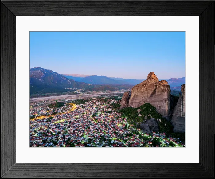 Framed Print : Kalabaka at dawn, elevated view, Meteora, Thessaly, Greece Framed Print : Kalabaka at dawn, elevated view, Meteora, Thessaly, Greece