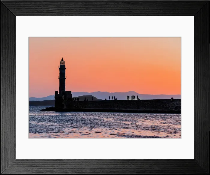 Framed Print : Venetian lighthouse at dusk, Chania, Crete, Greek Islands, Greece Framed Print : Venetian lighthouse at dusk, Chania, Crete, Greek Islands, Greece