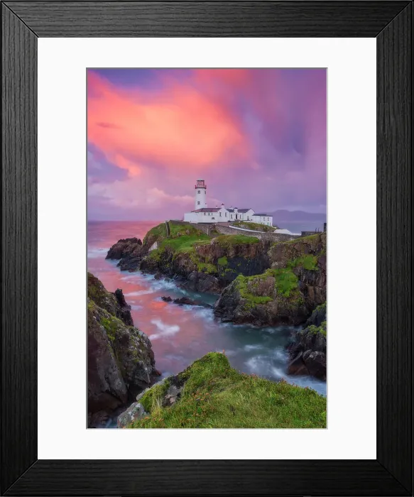 Framed Print : Fanad Head lighthouse at sunset, County Donegal, Ulster region, west coast of Ireland, Ireland, Europe