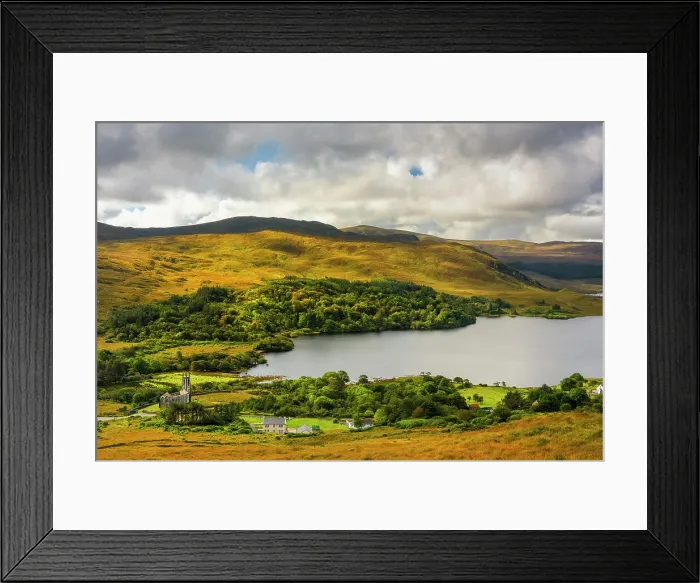 Framed Print : Overlooking the beautiful Poisoned Glen sits and thel Old Church of Dunlewey at Dunlewey lough County Donegal, Ulster region, Ireland, Europe Framed Print : Overlooking the beautiful Poisoned Glen sits and thel Old Church of Dunlewey at Dunlewey lough County Donegal, Ulster region, Ireland, Europe