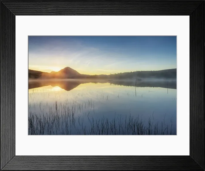 Framed Print : Lough Dunlewey and Mount Errigal in background at sunrise, County Donegal, Ulster region, Ireland, Europe Framed Print : Lough Dunlewey and Mount Errigal in background at sunrise, County Donegal, Ulster region, Ireland, Europe